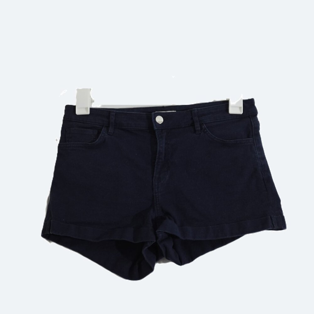 H&M dark blue chino denim shorts rolled size 10